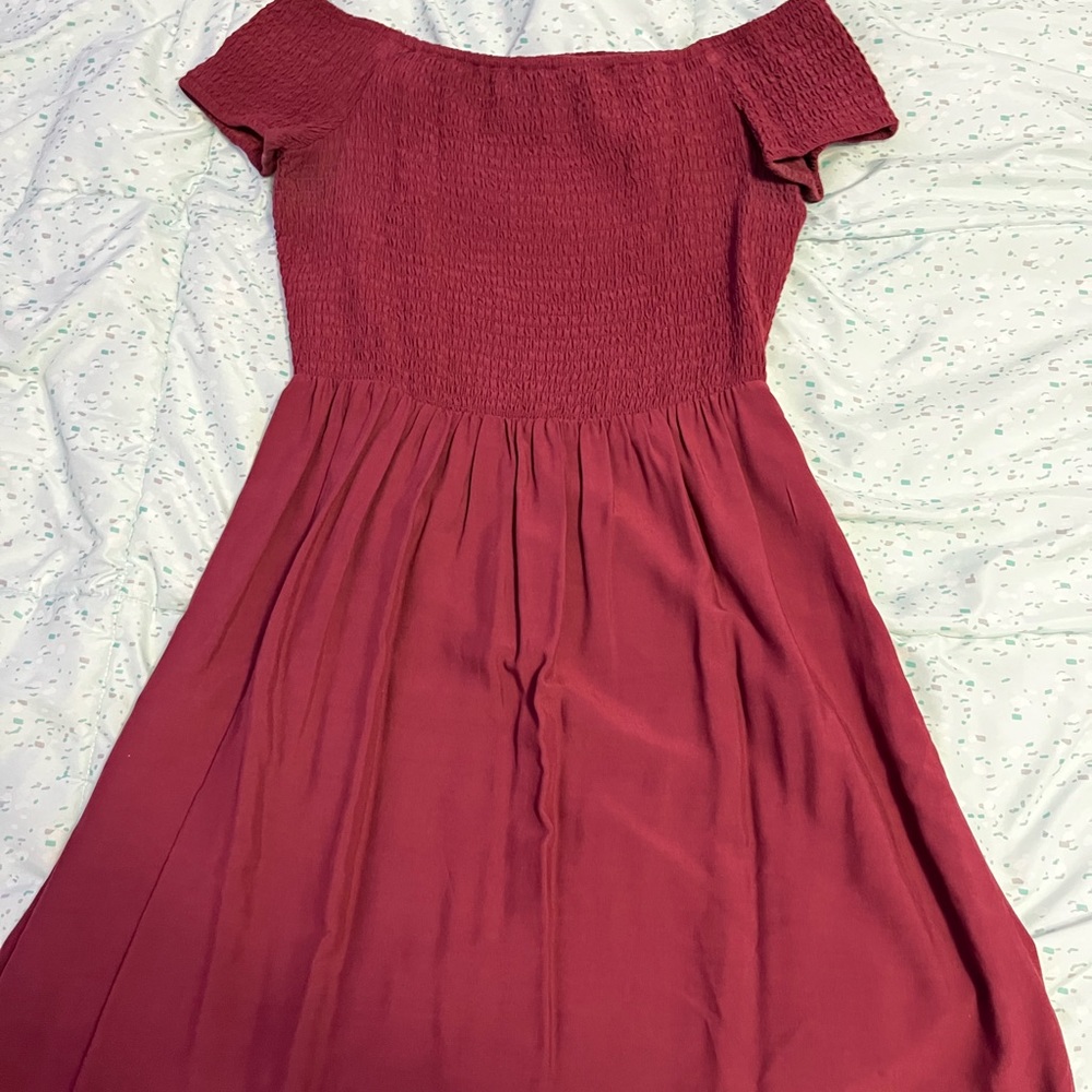 Off the shoulder red dress